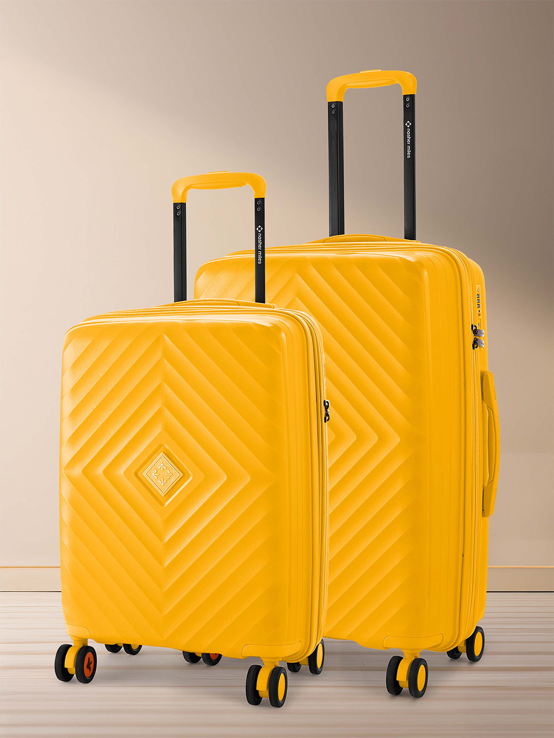 Nasher Miles Antwerp Polypropylene Set of 2 S/M Yellow Trolley Bags 55-65cm