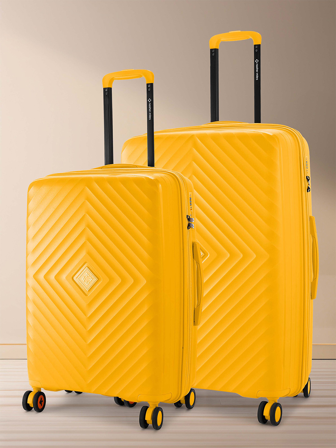 Nasher Miles Antwerp Polypropylene Set of 2 M/L Yellow Trolley Bags 65-75cm