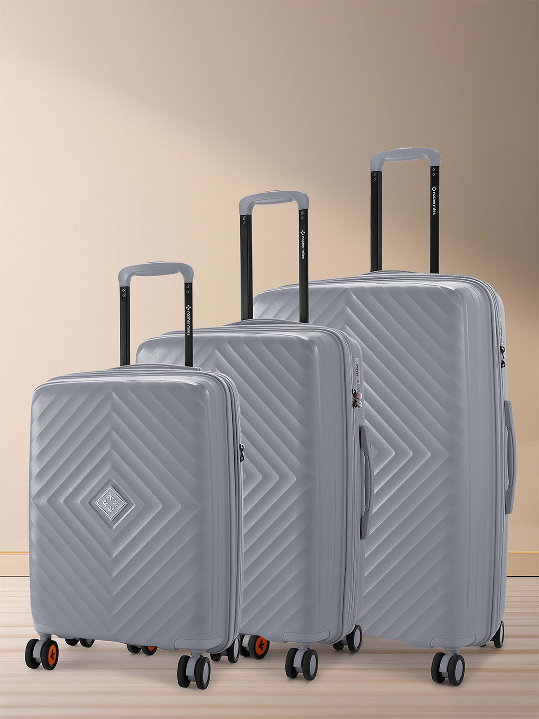 Nasher Miles Antwerp Polypropylene Set of 3 S/M/L Grey Trolley Bags 55-65-75cm