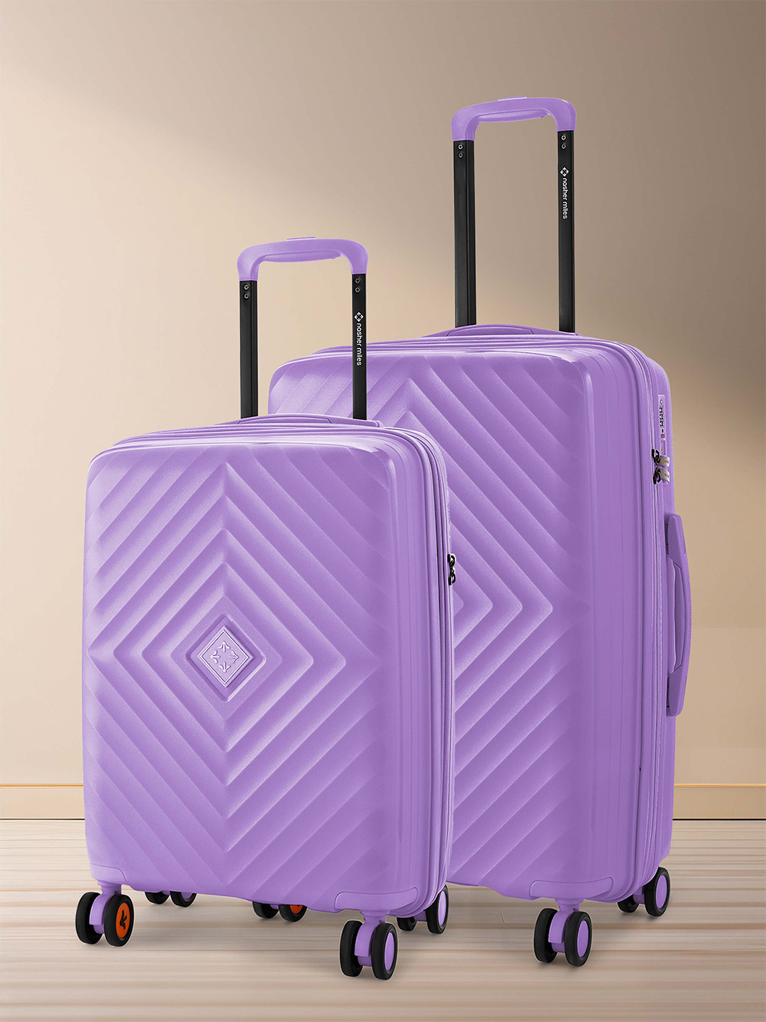 Nasher Miles Antwerp Polypropylene Set of 2 S/M Pastel Purple TrolleyBag 55-65cm