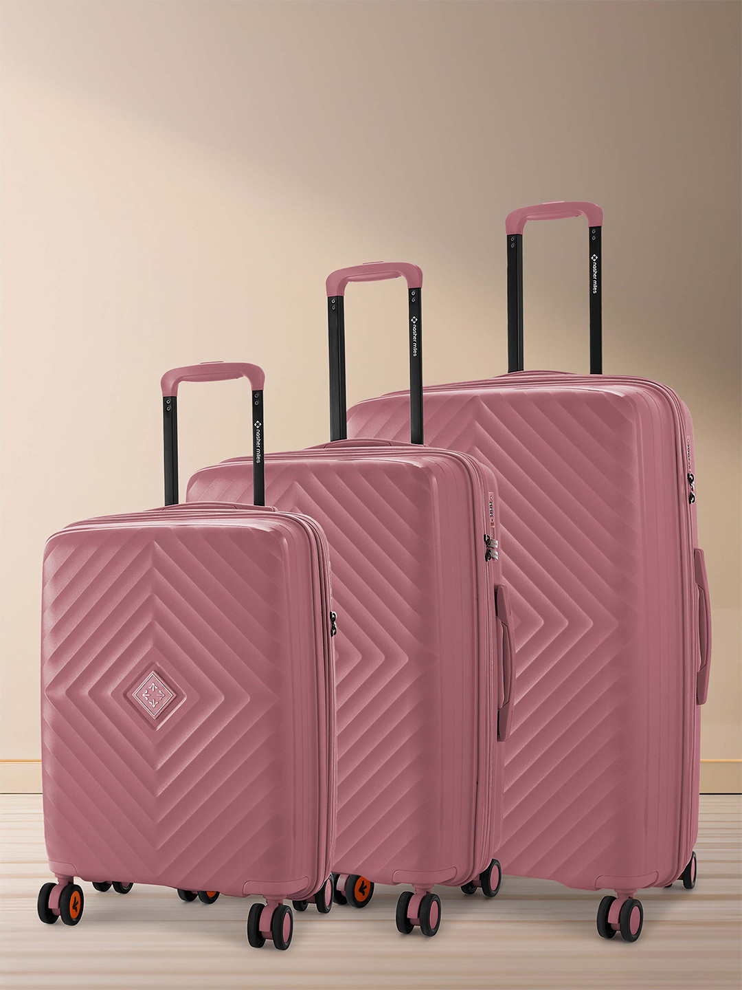 Nasher Miles Antwerp Polypropylene Set of 3 S/M/L Pink Trolley Bags 55-65-75cm
