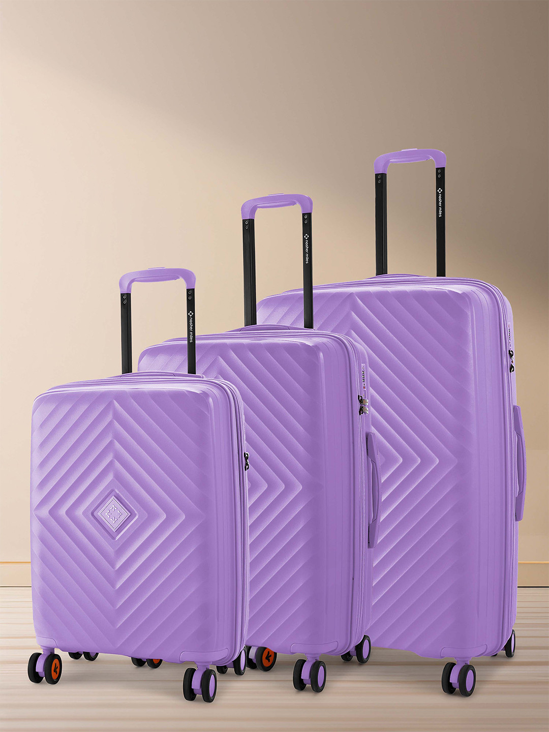 Nasher Miles Antwerp Polypropylene Set of 3 S/M/L Purple Trolley Bags 55-65-75cm