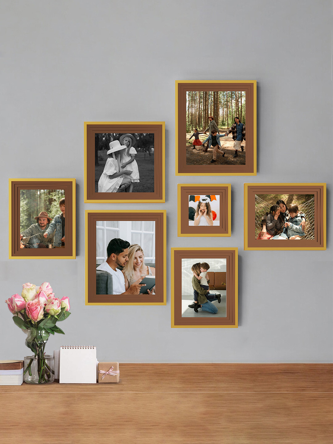 Art Street Beige & Yellow 12 Pieces Wall Photo Frames