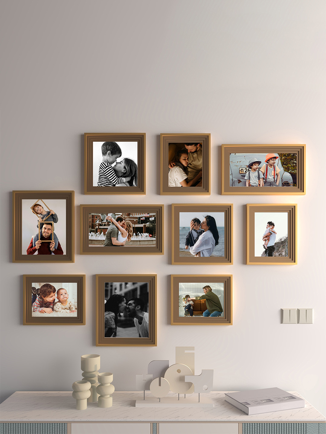 Art Street Brown 10 Pieces Wall Photo Frame