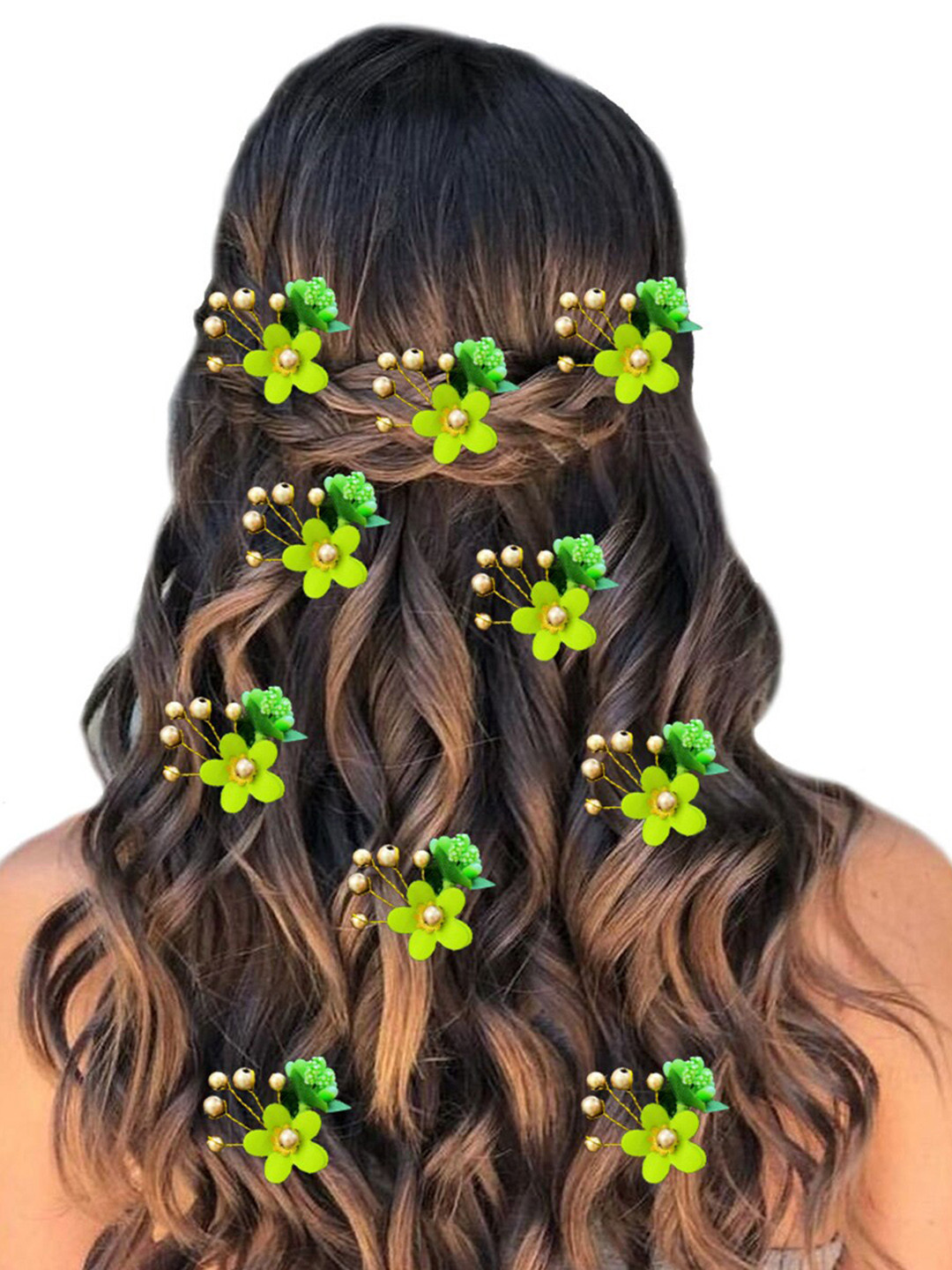 Hair Flare Set of 11Floral Embellished Hair Accessory Set