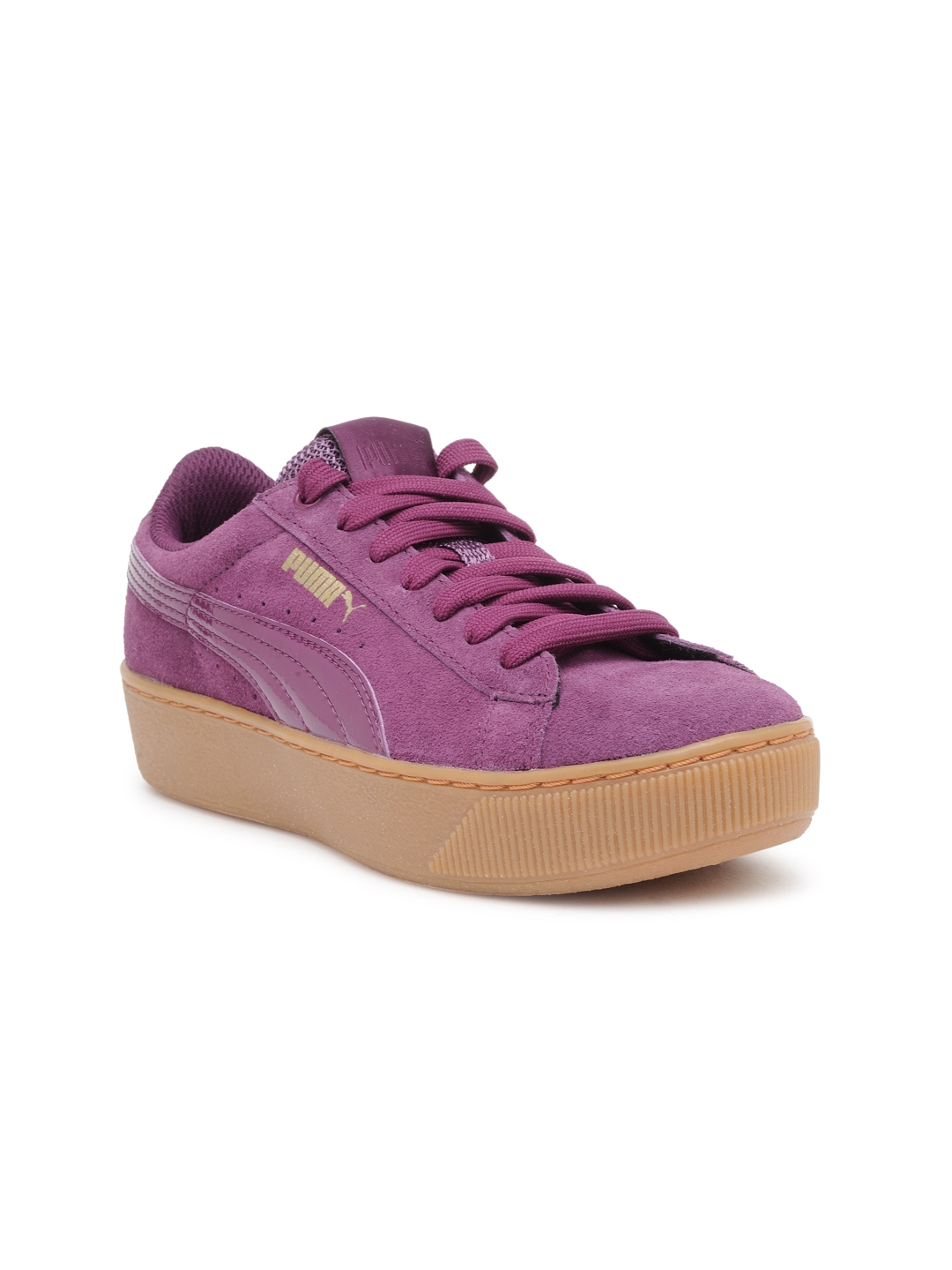 Puma Women Purple Vikky Platform Suede Sneakers