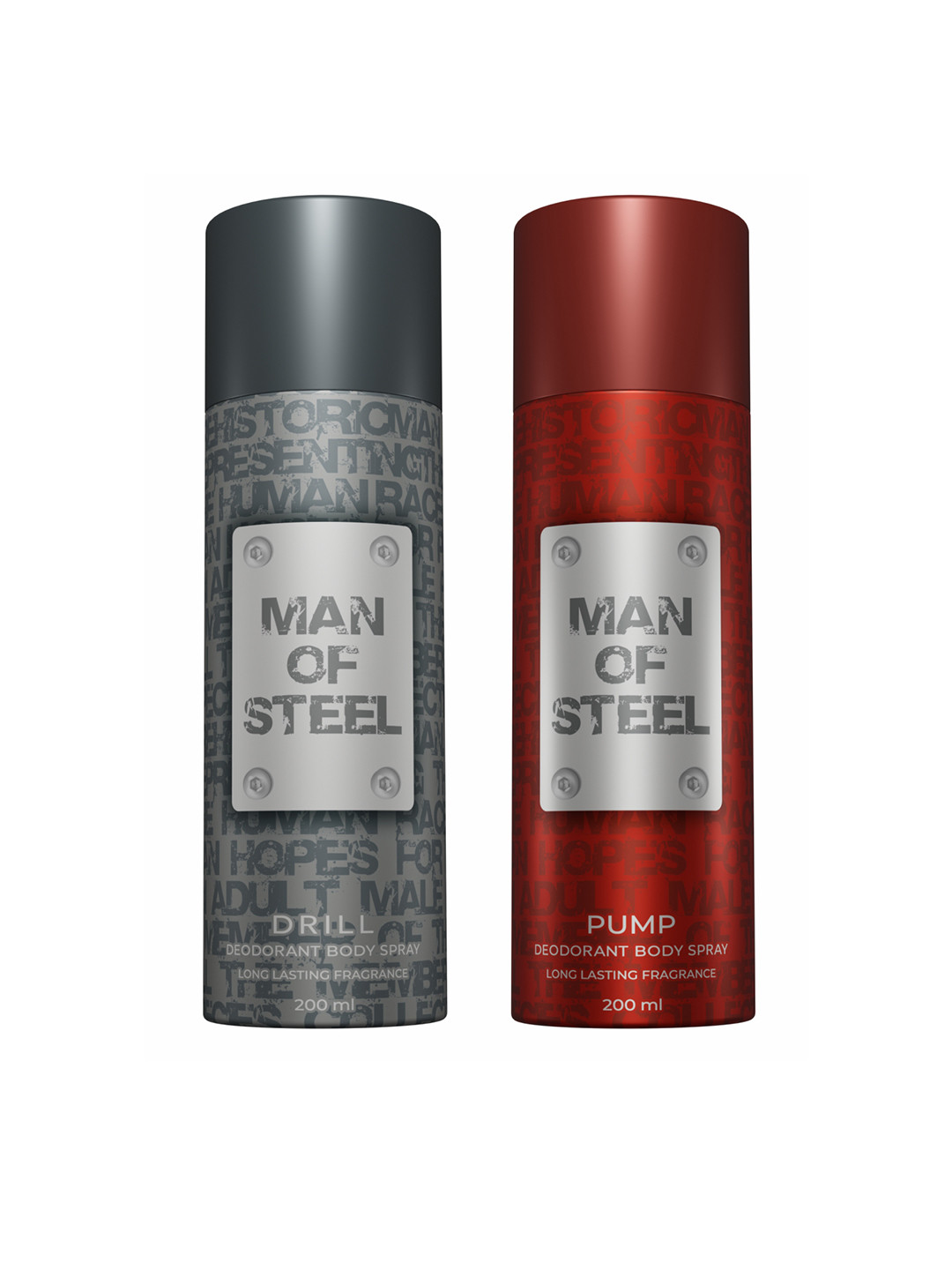 Man of Steel Man of Steel Set of Drill & Pump Deodorant Body Spray - 127g Each