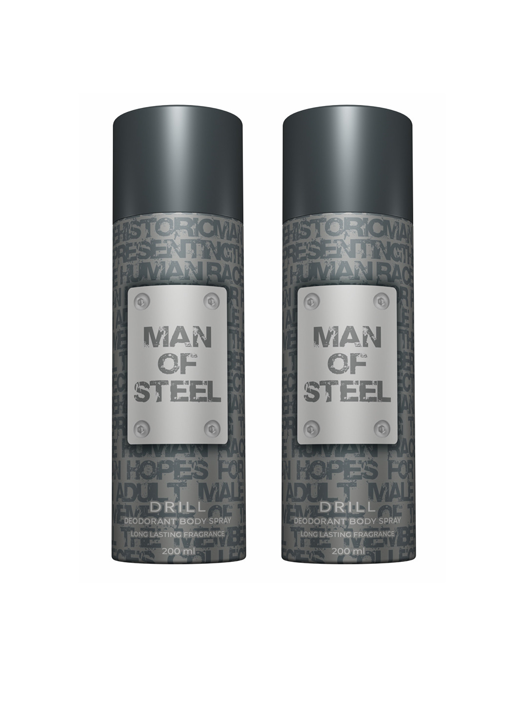 Man of Steel Man of Steel Set of 2 Drill Deodorant Body Spray - 127g Each