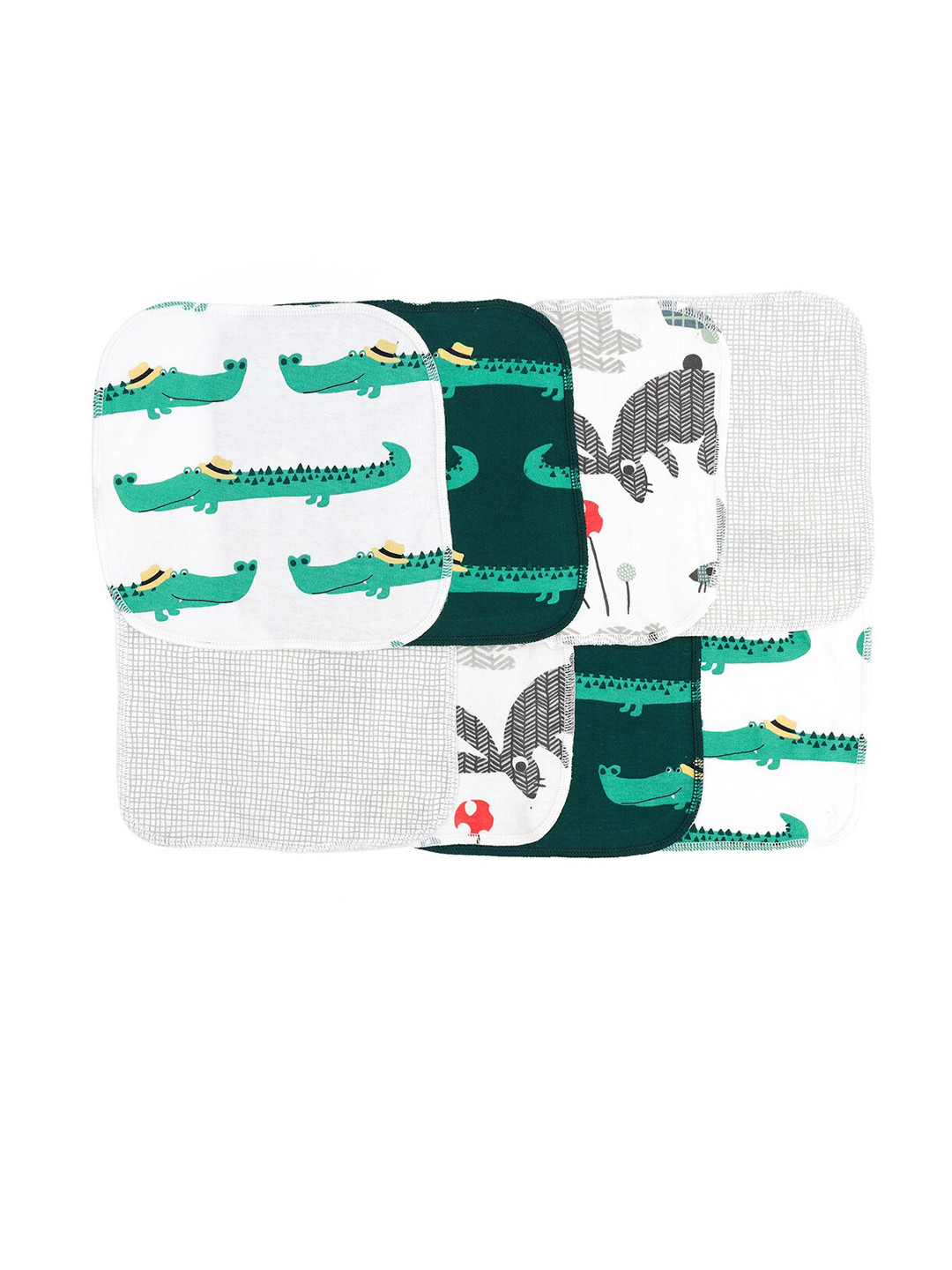 MiArcus Printed Reusable Multicolor Highly Absorbent Wash Cloth - 22x22 cm Pack of 8