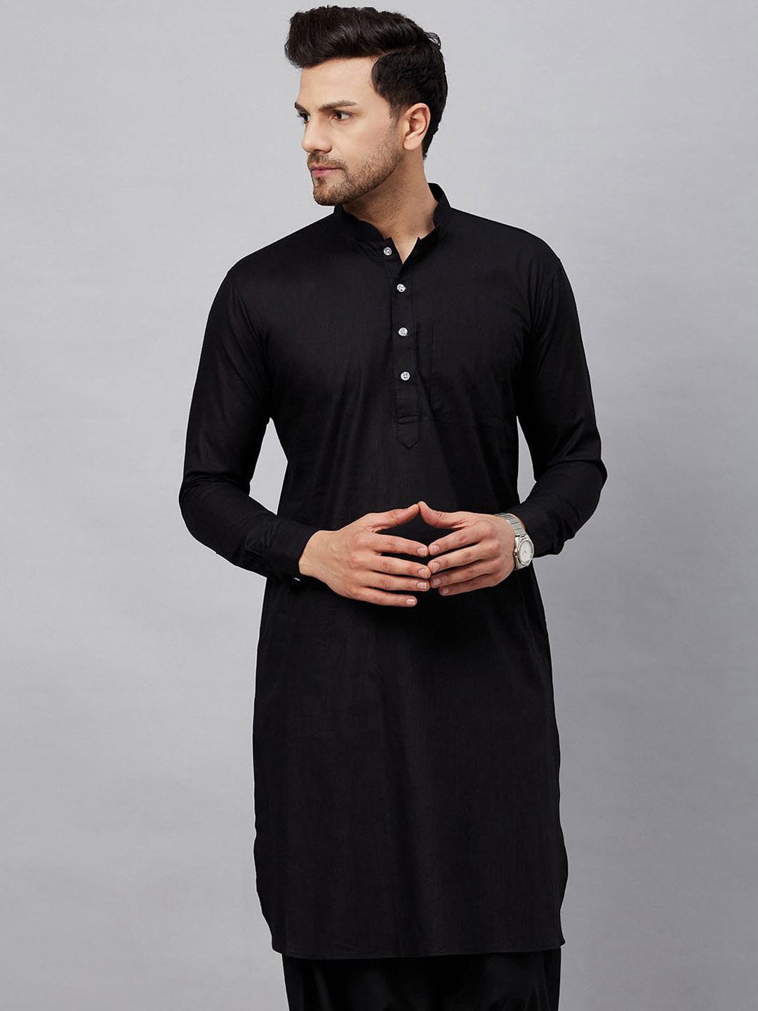 VASTRAMAY Men Cotton Linen Kurta