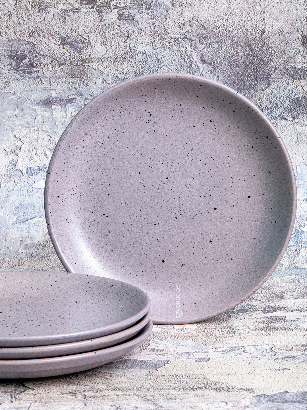 GOODHOMES Grey 4 Pieces Stoneware Snack Plate