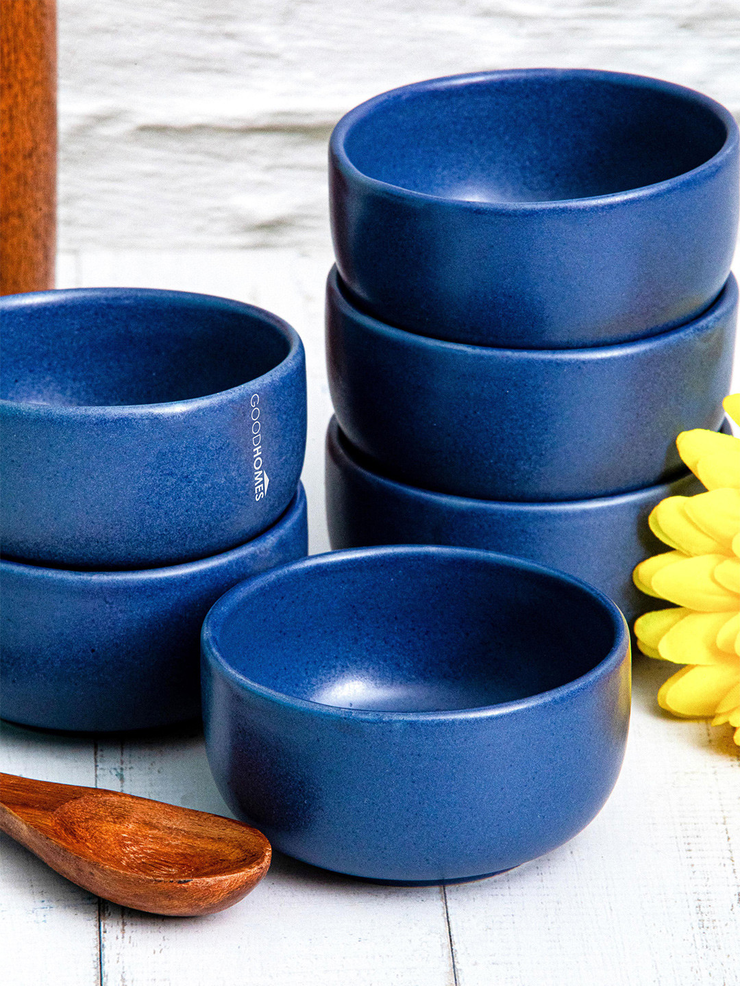 GOODHOMES Blue 6 Pieces Stoneware  Bowls