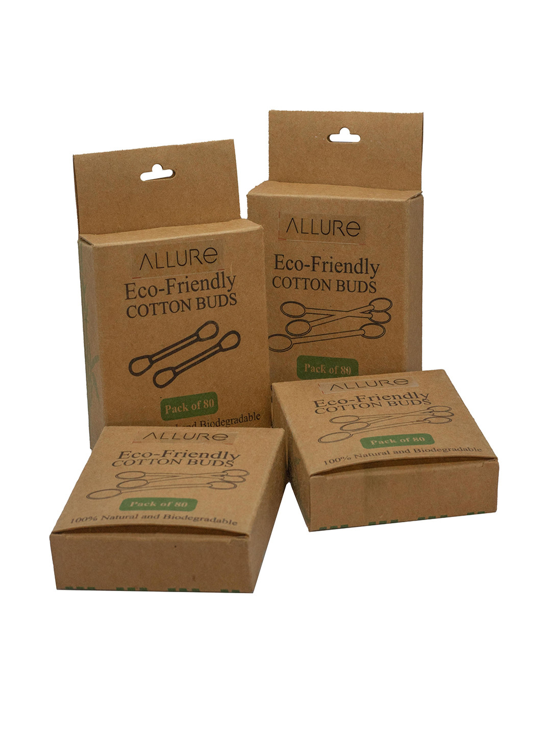 Allure Bamboo Sticks Cotton Swabs & Baby Cotton Swabs - 80 Pcs each