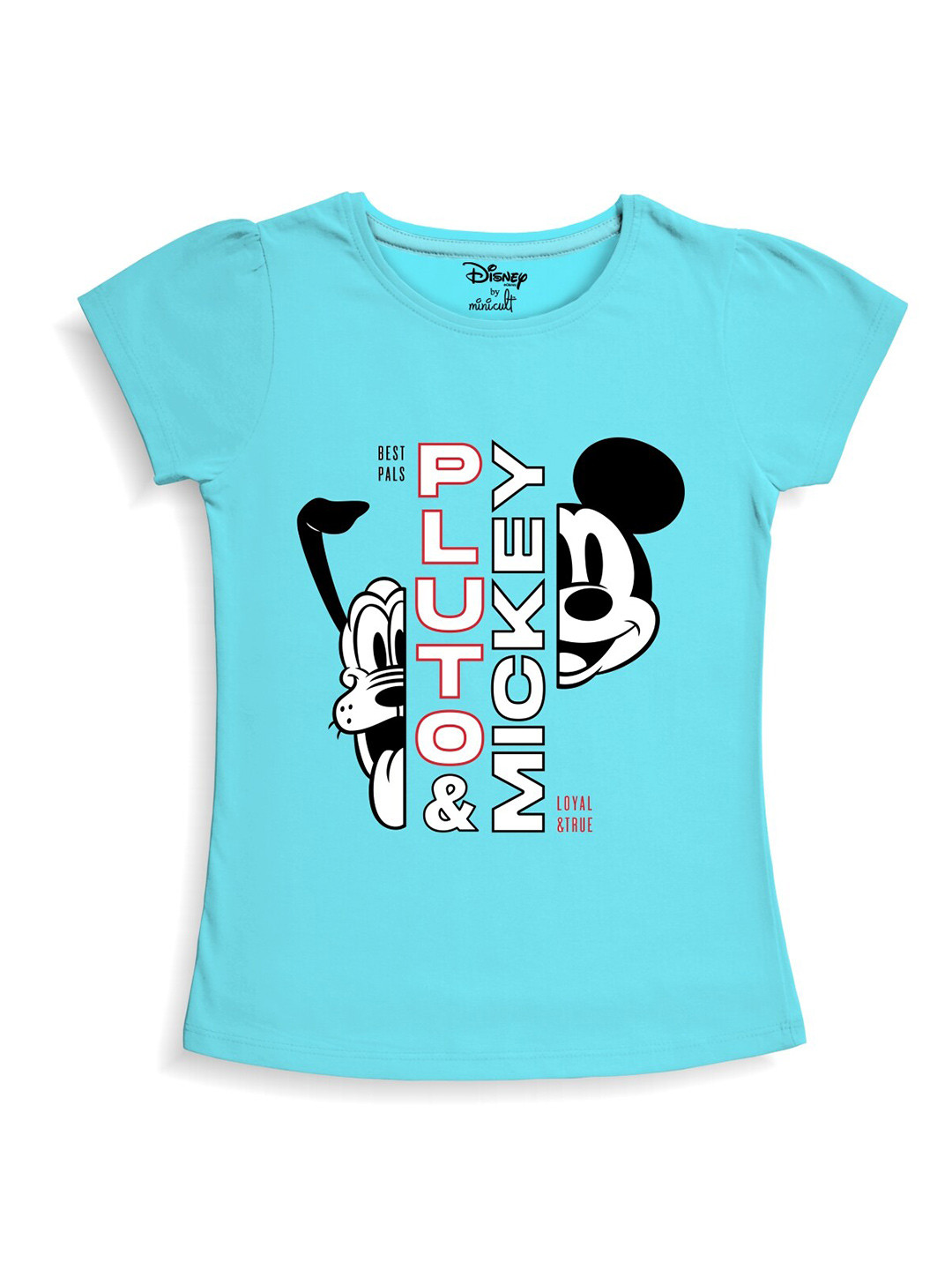 Minicult Girls Mickey & Pluto Printed Cotton T-shirt