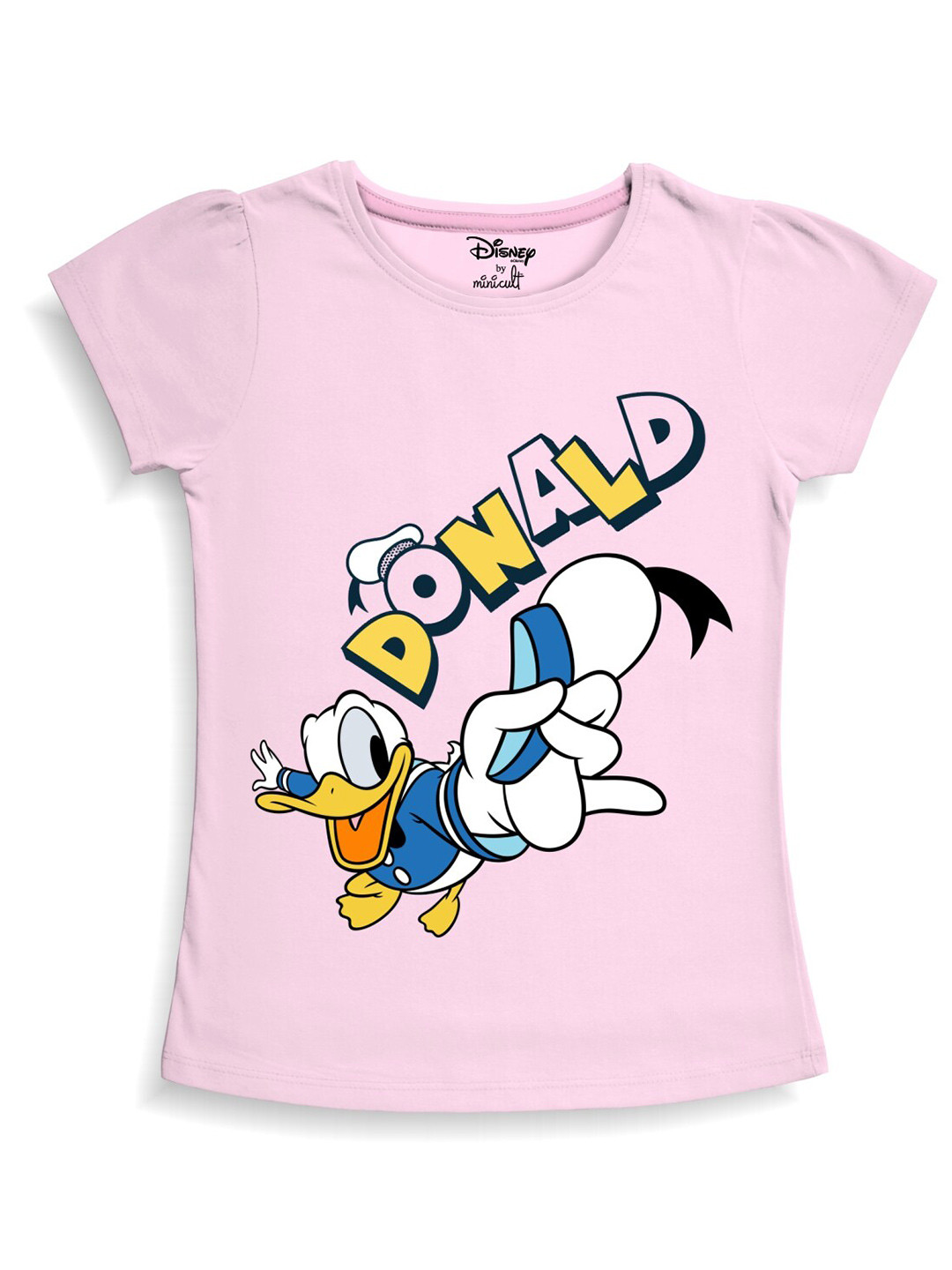 Minicult Girls Pink Donald Duck Printed Cut Outs T-shirt