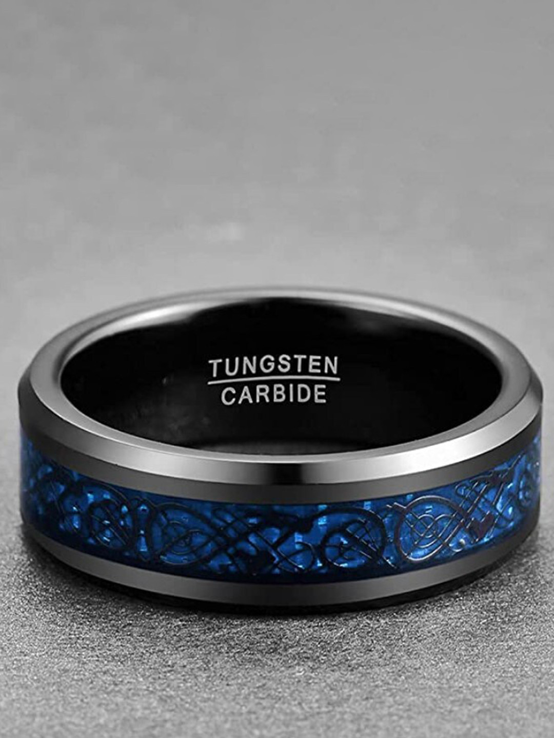 VIEN Stainless Steel Inlay Edges Band Finger Ring