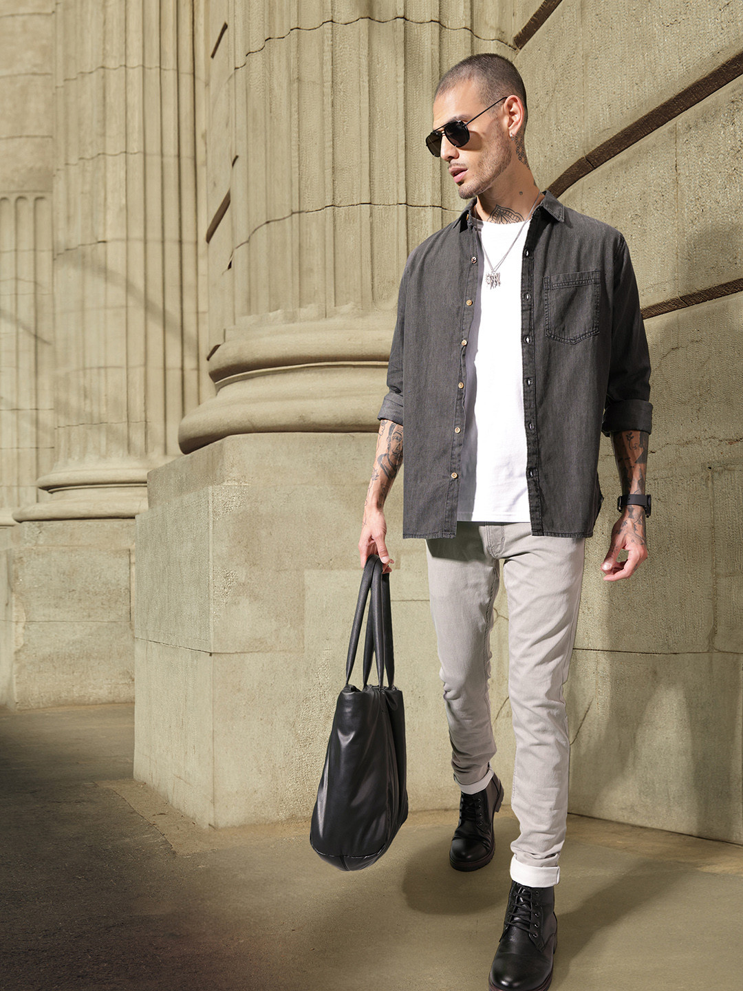 WROGN Slim Fit Faded Cotton Casual Shirt