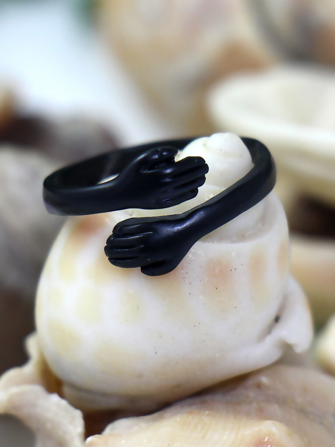 NAKABH Men Hand Hug Symbol Adjustable Finger Ring