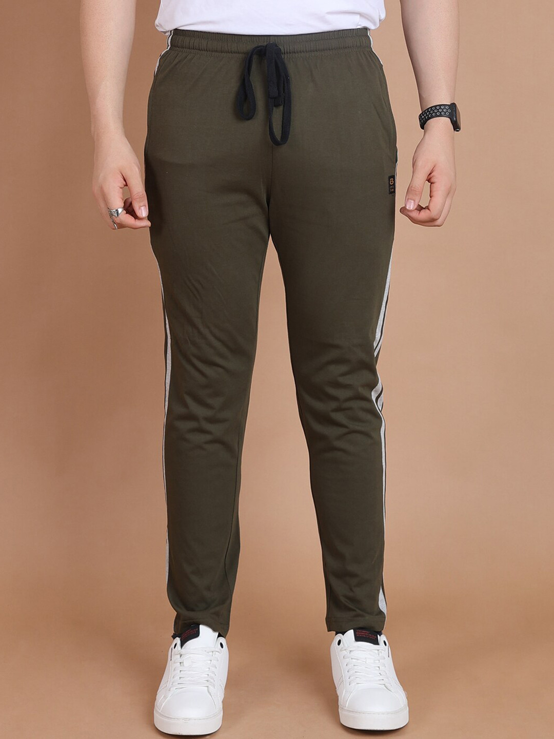 berry blues Men Mid-Rise Details Super Combed Pure Cotton Track Pants