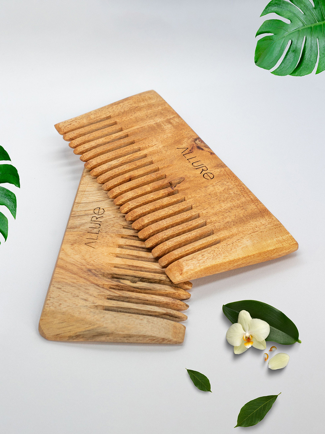 ALLURE Set Of 2 Neem Wooden Combs