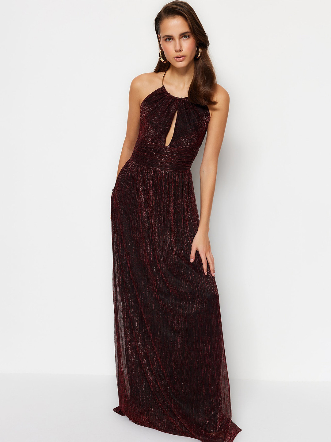 Trendyol Embellished Cut Out Halter Neck Maxi Dress