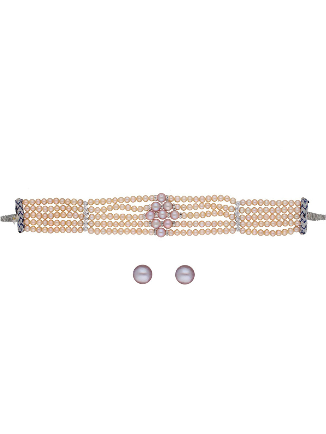 Sri Jagdamba Pearls Dealer Gold-Plated Stone Studded & Beaded Jewellery Set