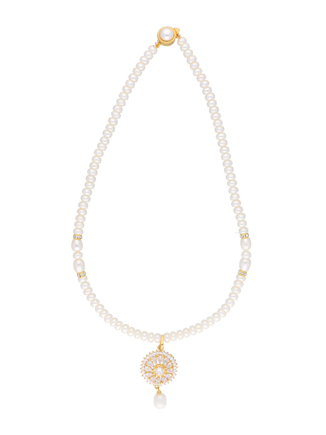 Sri Jagdamba Pearls Dealer Baheera Gold-Plated Stone Studded & Pearls Beaded Jewellery Set