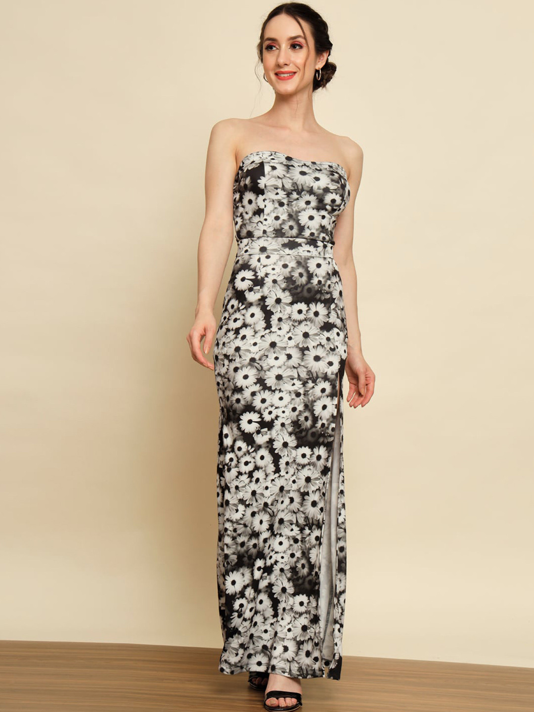 BAESD Floral Printed Strapless Maxi Dress