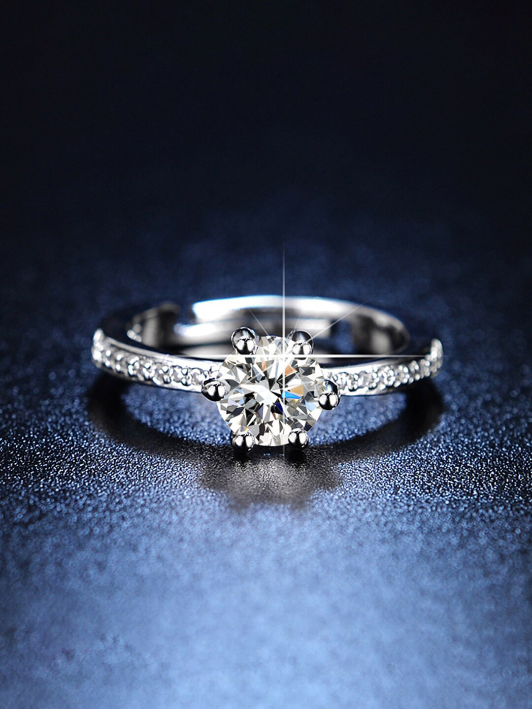 Designs & You Silver-Plated AD Studded Adjustable Finger Ring