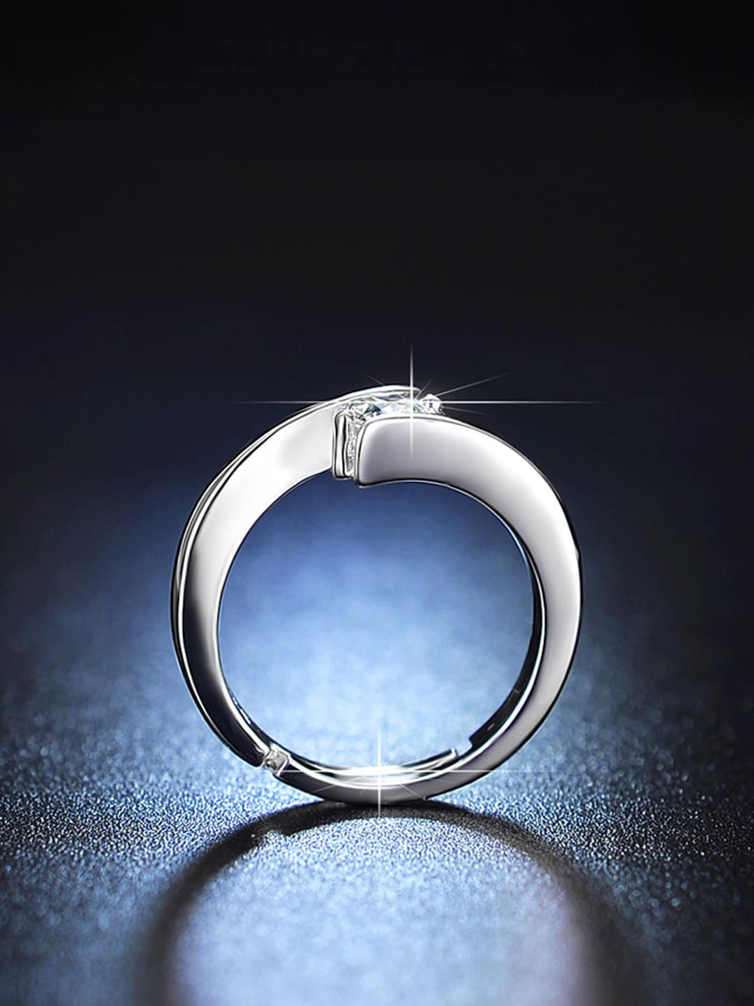 Designs & You Silver-Plated Crystal Studded Adjustable Finger Ring