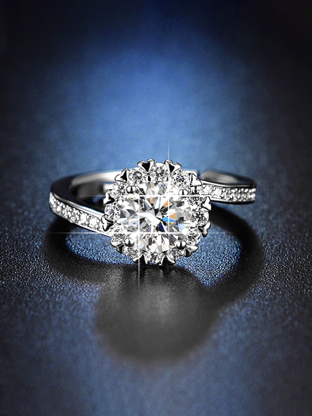 Designs & You Silver-Plated AD-Studded Solitaire Ring