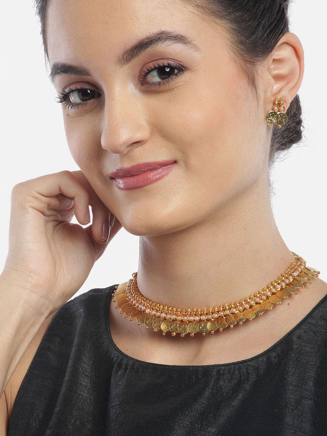 Anouk Gold-Plated Coin Beaded Jewellery Set