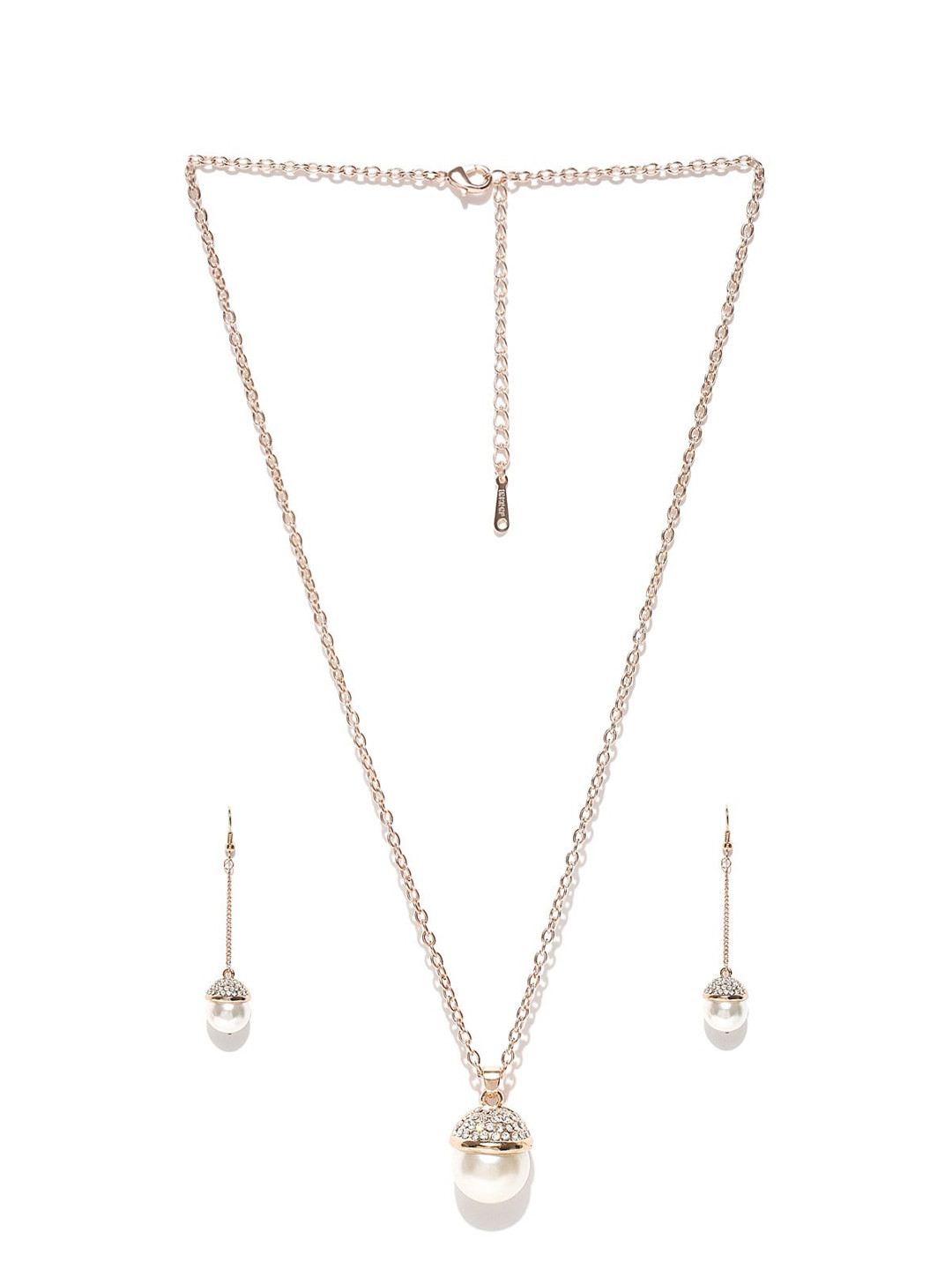 Anouk Gold-Plated & Off-White Beaded Necklace & Earrings With Bracelets