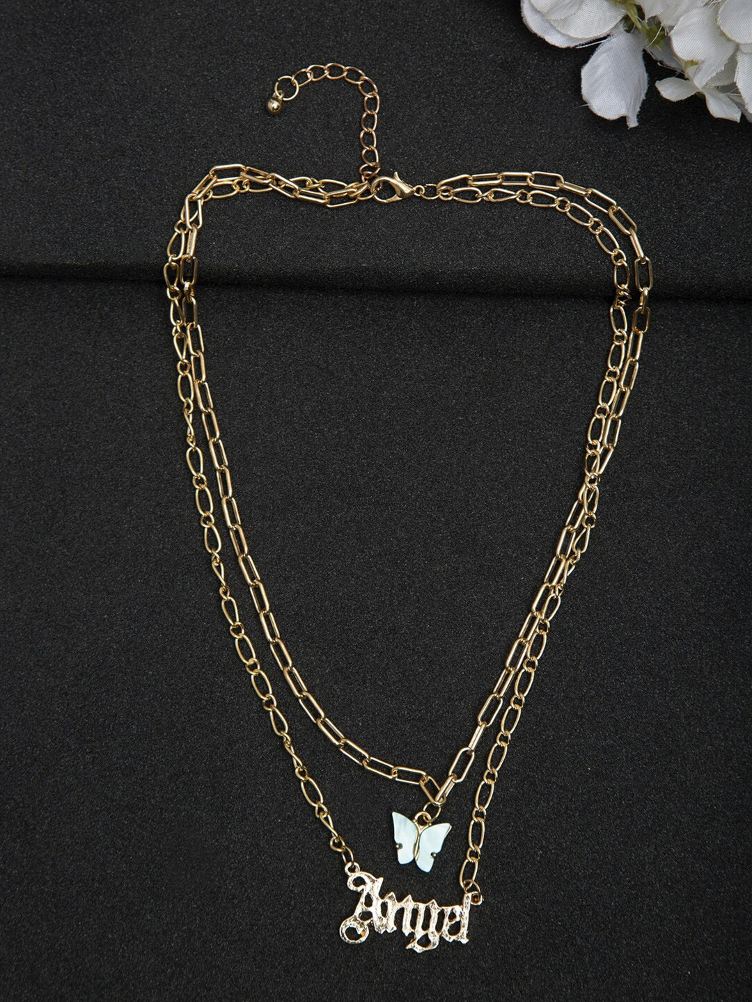DressBerry Blue Gold-Plated Stone Studded Layered Necklace