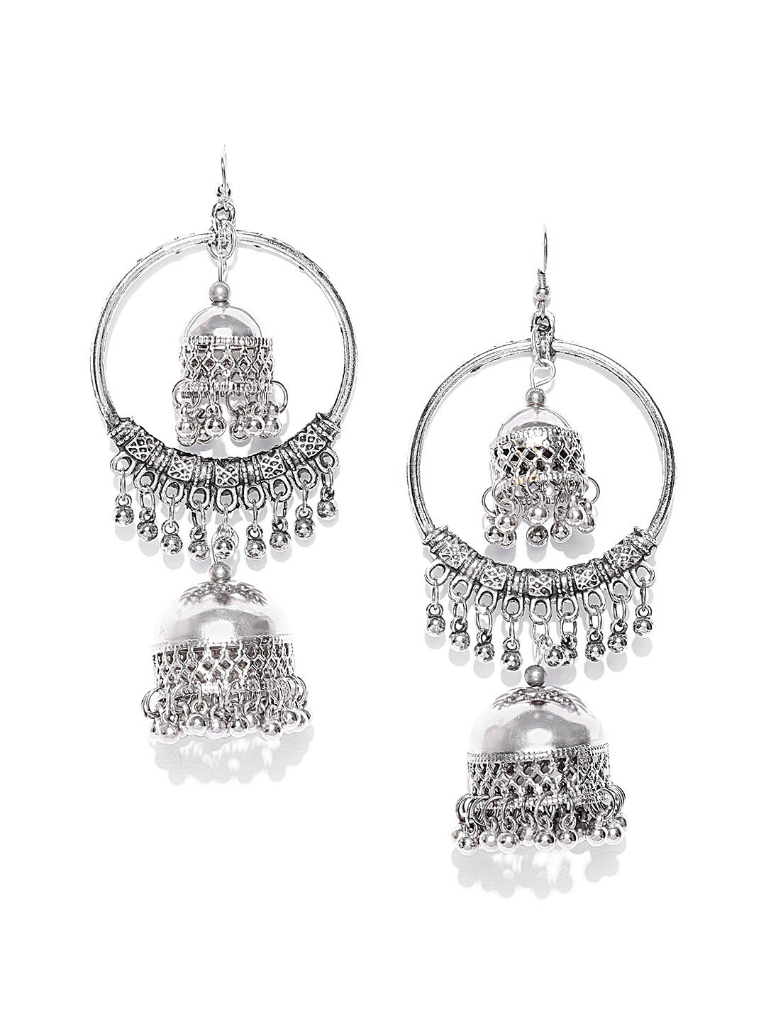 Sangria Silver-Plated Oxidised Earrings