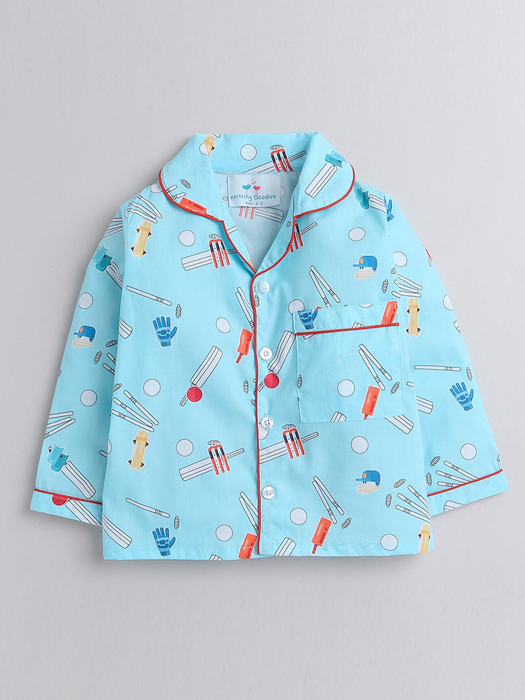 Knitting Doodles Kids Conversational Printed Night suit