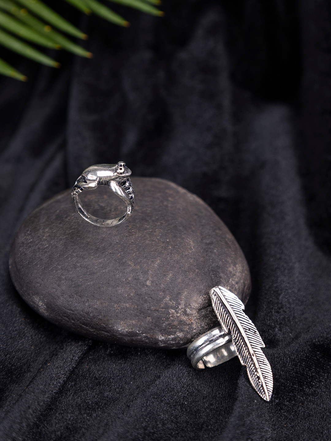 Studio One Love Set Of 2 Brass-Plated Adjustable Finger Ring