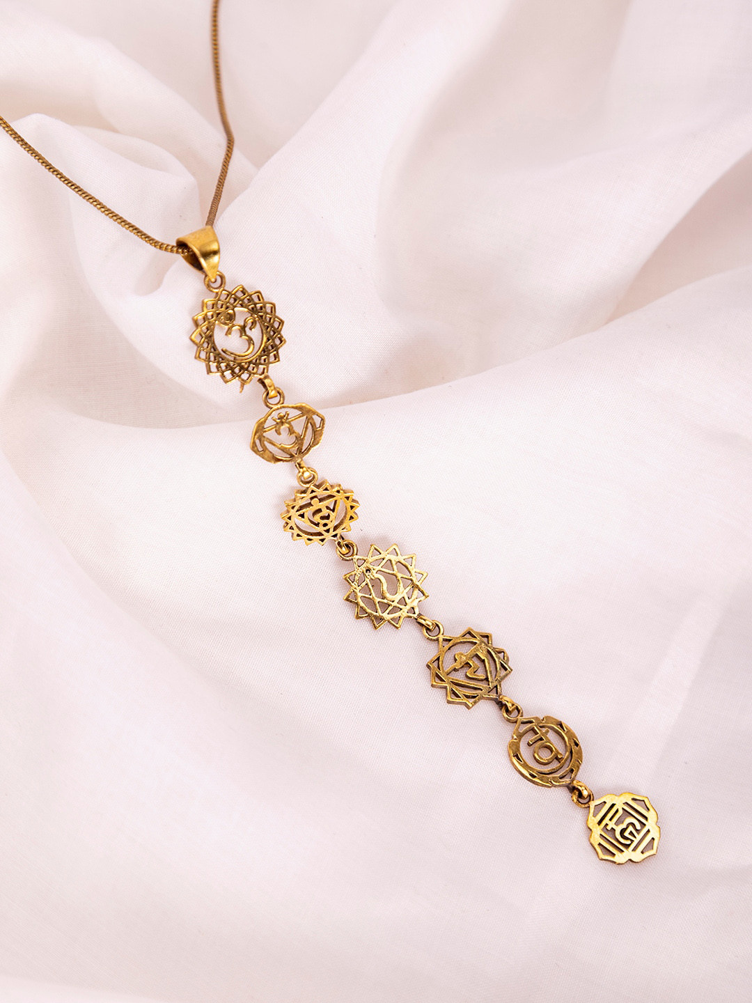 Studio One Love Brass-Plated Contemporary-Shaped Pendant with Chain