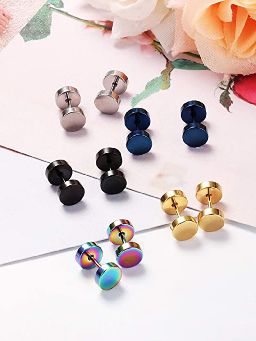 KARISHMA KREATIONS Set of 10 Contemporary Studs Stainless Earrings