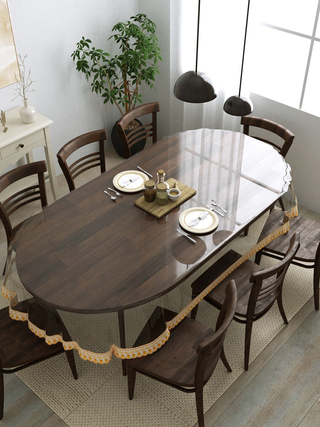 Clasiko Gold Oval 8-Seater Anti Slip Table Cover