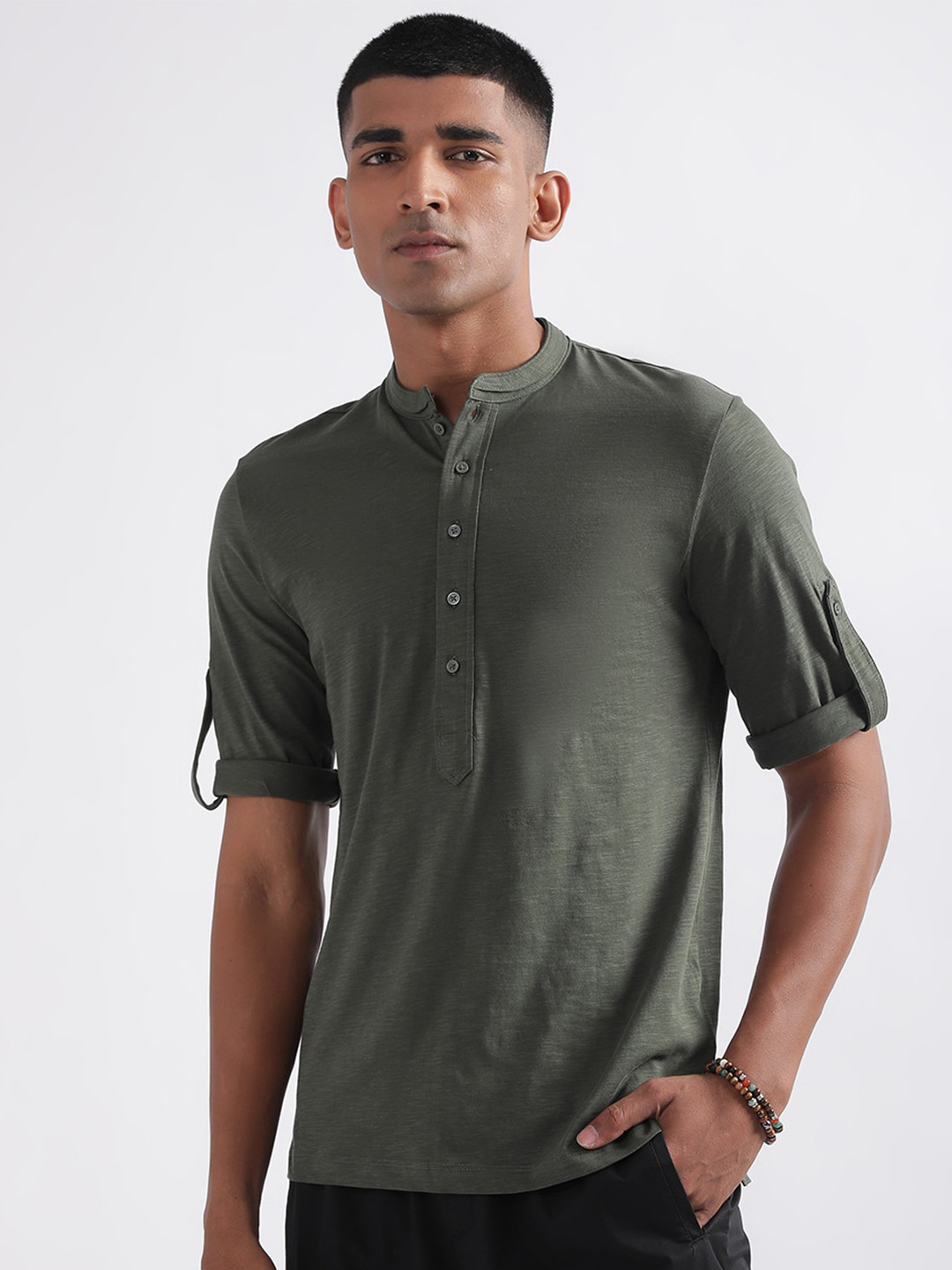 Antony Morato Men Mandarin Collar Pure Cotton Shirt