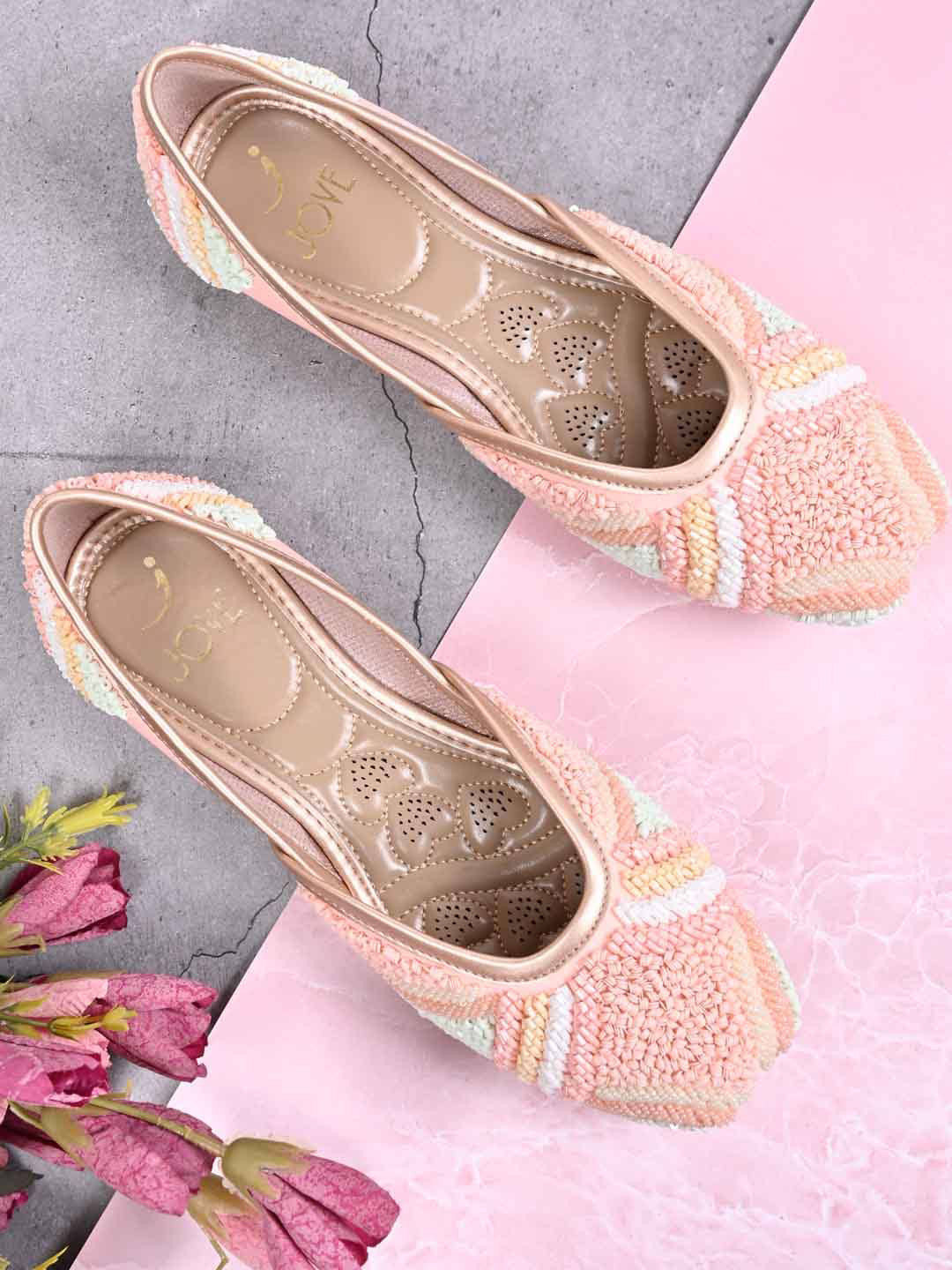 Jove Women Embellished Embroidered Ethnic Fabric Mojaris