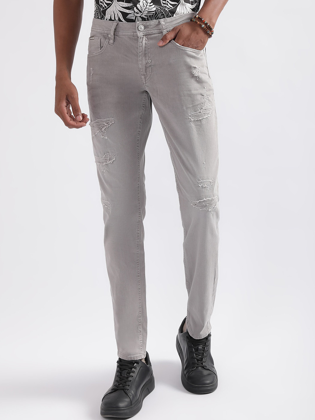 Antony Morato Men Tapered Fit Mildly Distressed Heavy Fade Jeans
