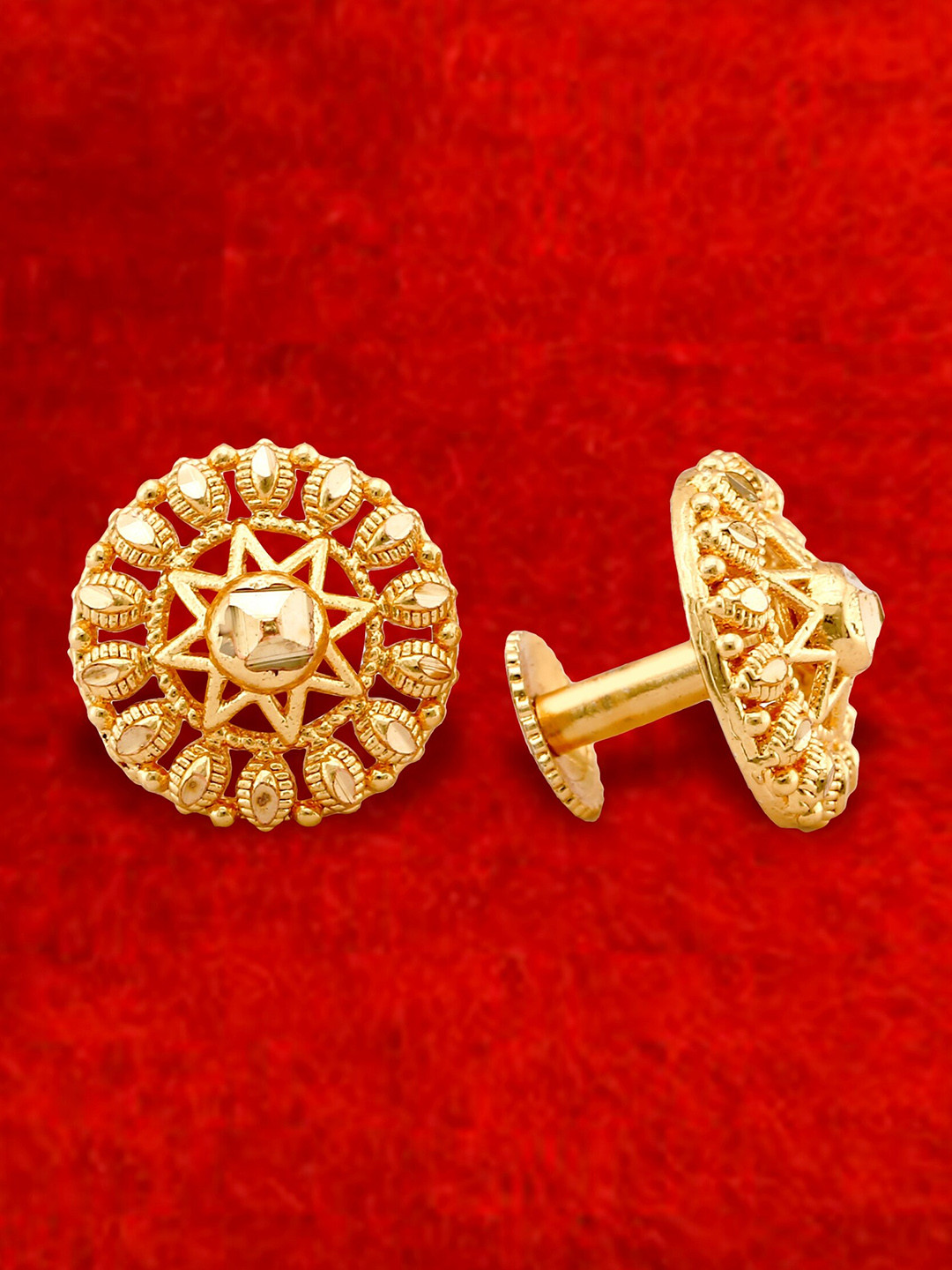 MEENAZ Gold-Plated Floral Studs Earrings