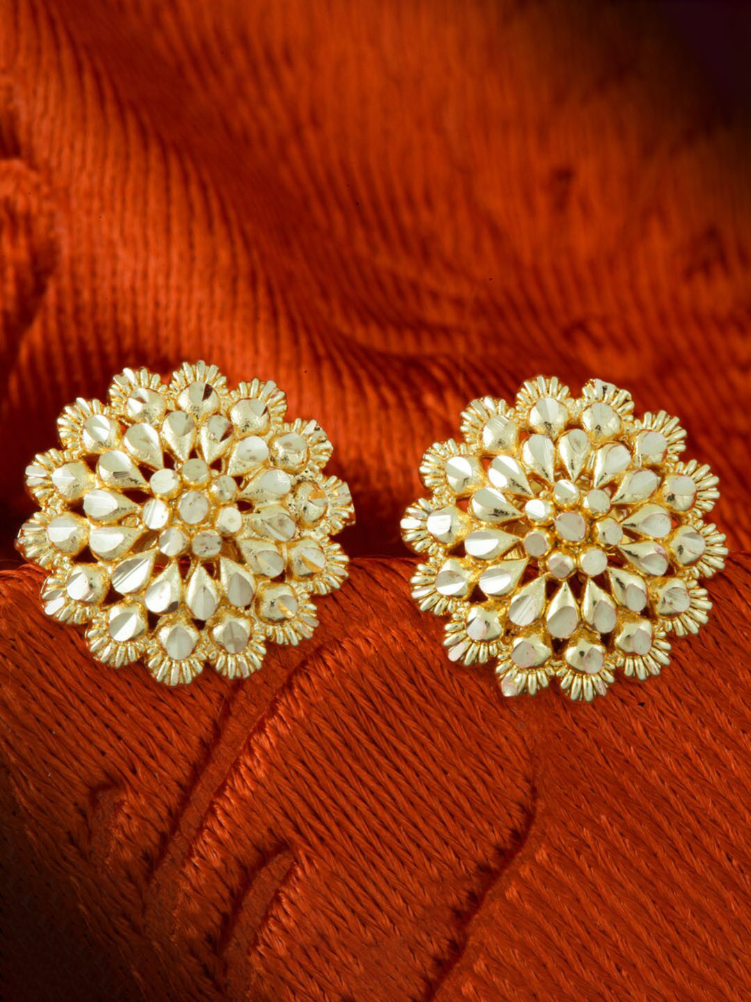 MEENAZ Gold-Plated Floral Studs Earrings
