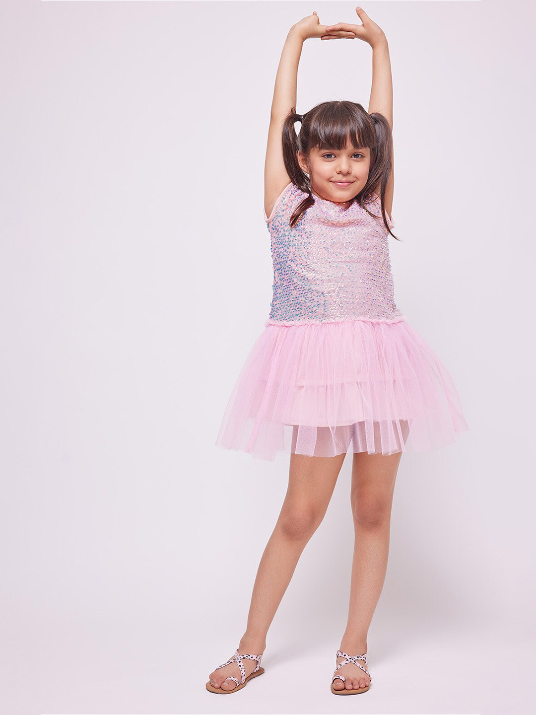 frangipani Girls Sequined Fit & Flare Dress