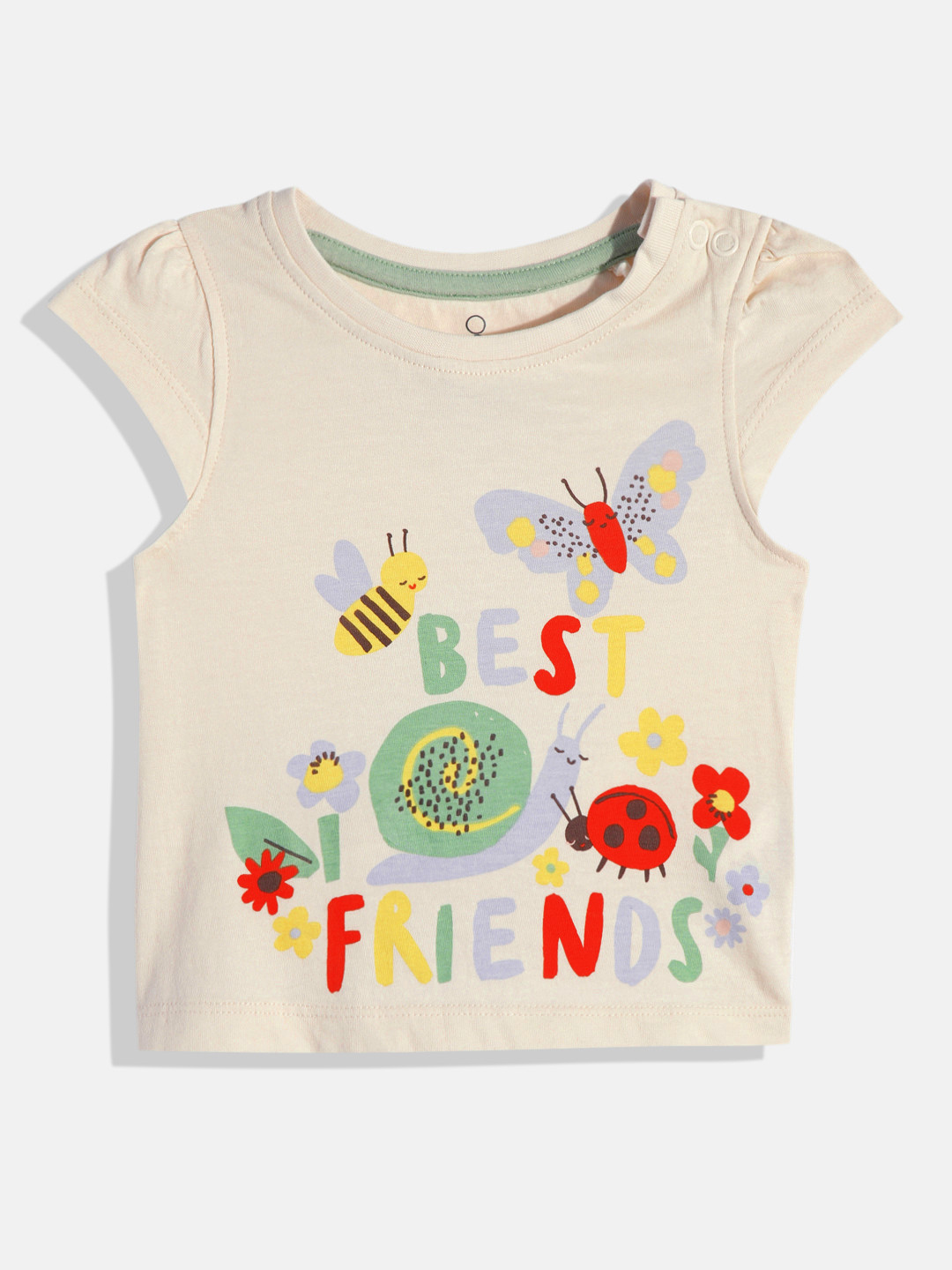mothercare Girls Typography Print Cap Sleeves Pure Cotton T-shirt