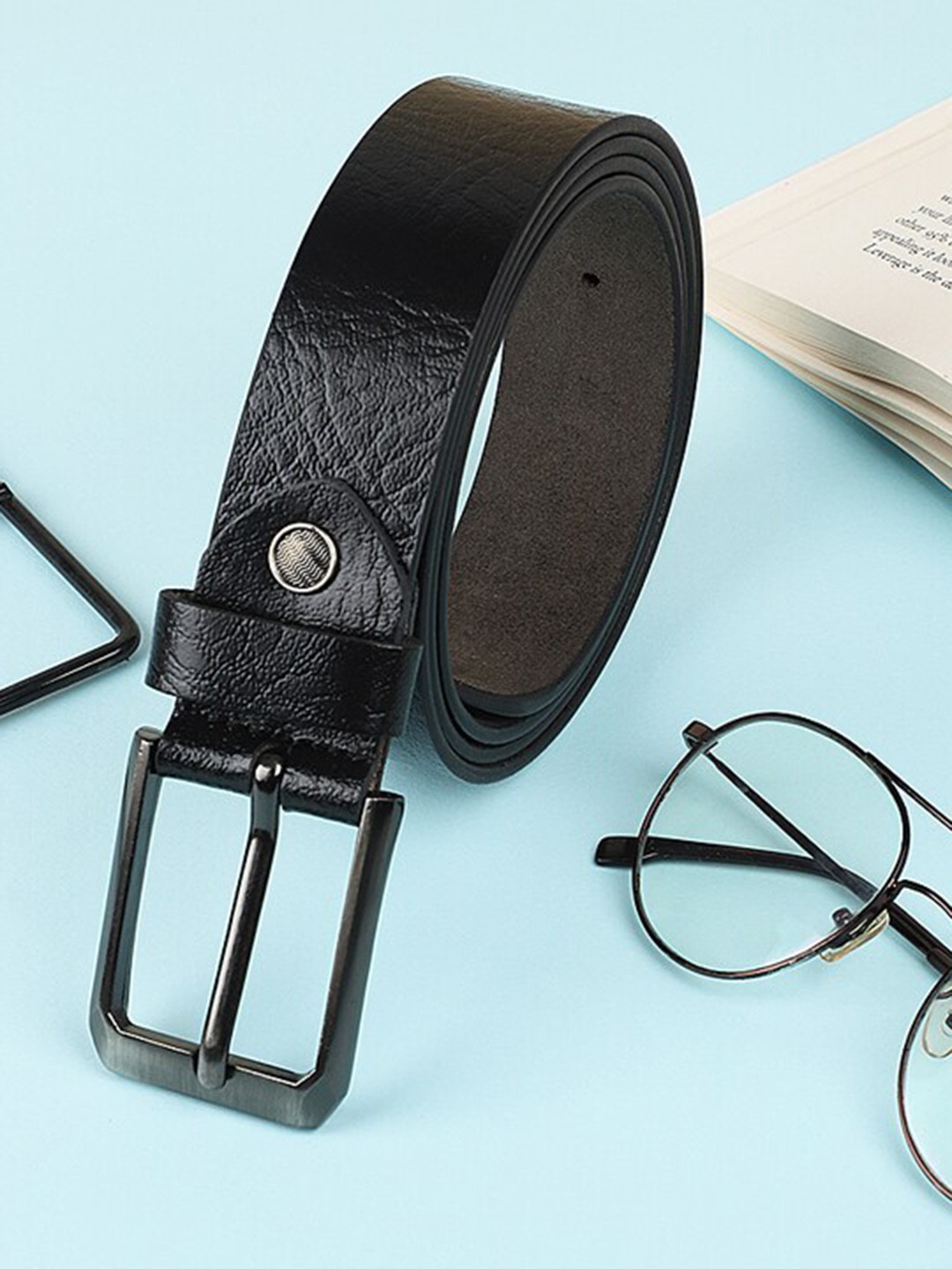 Roadster Black Men Braided Leather Formal Belts