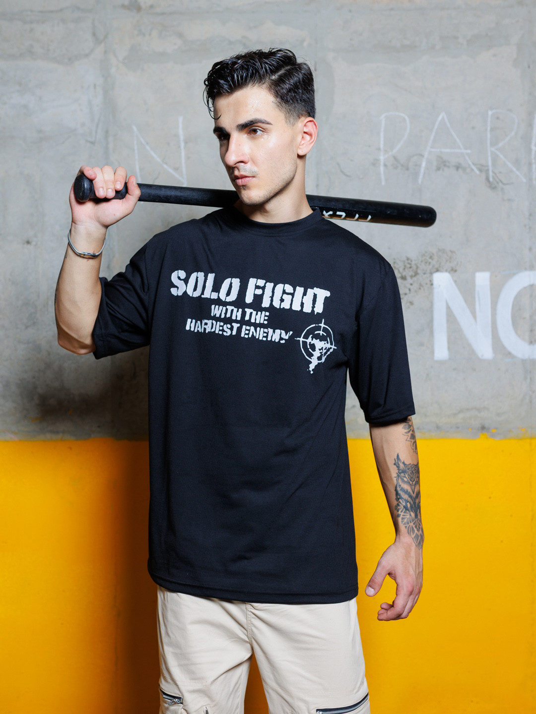 UNRL Typography Printed Relaxed Fit Drop Shoulder T-shirt