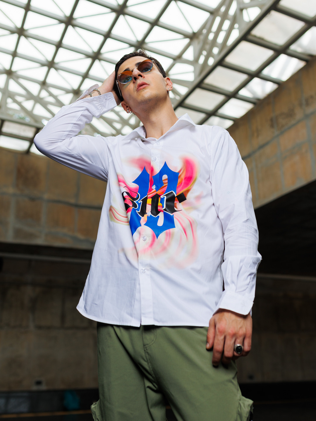 UNRL Pure Cotton Graphic Printed Relaxed Fit Casual Shirt